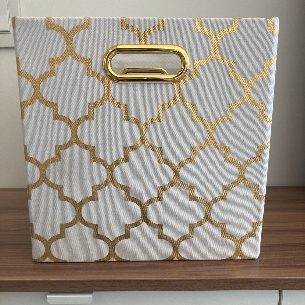 Decorative gold and white Storage cube bins